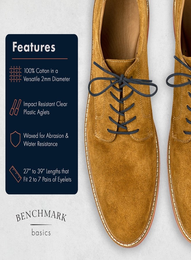 Benchmark Basics أربطة أحذية رسمية من القطن المشمع من بنشمارك - زوجان - أربطة أحذية دائرية 2 مم (5/64 بوصة) للرجال والنساء - أطوال من 27 إلى 36 بوصة (36 بوصة - زوجان، أزرق داكن) - Image 2